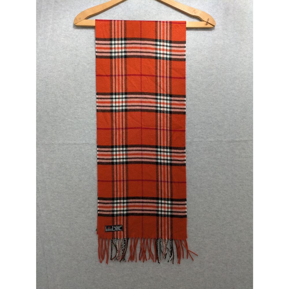 V Fraas‎ Cashmink Scarf 100% Acrylic Made In Germany Plaid Print With Fringe